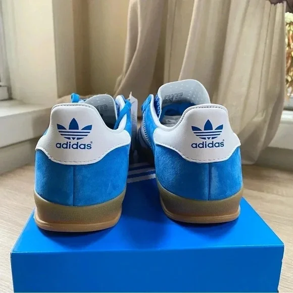 New Adidas Indoor Gazelle Sneakers Blue White Gum Womens 7 - Picture 3 of 13